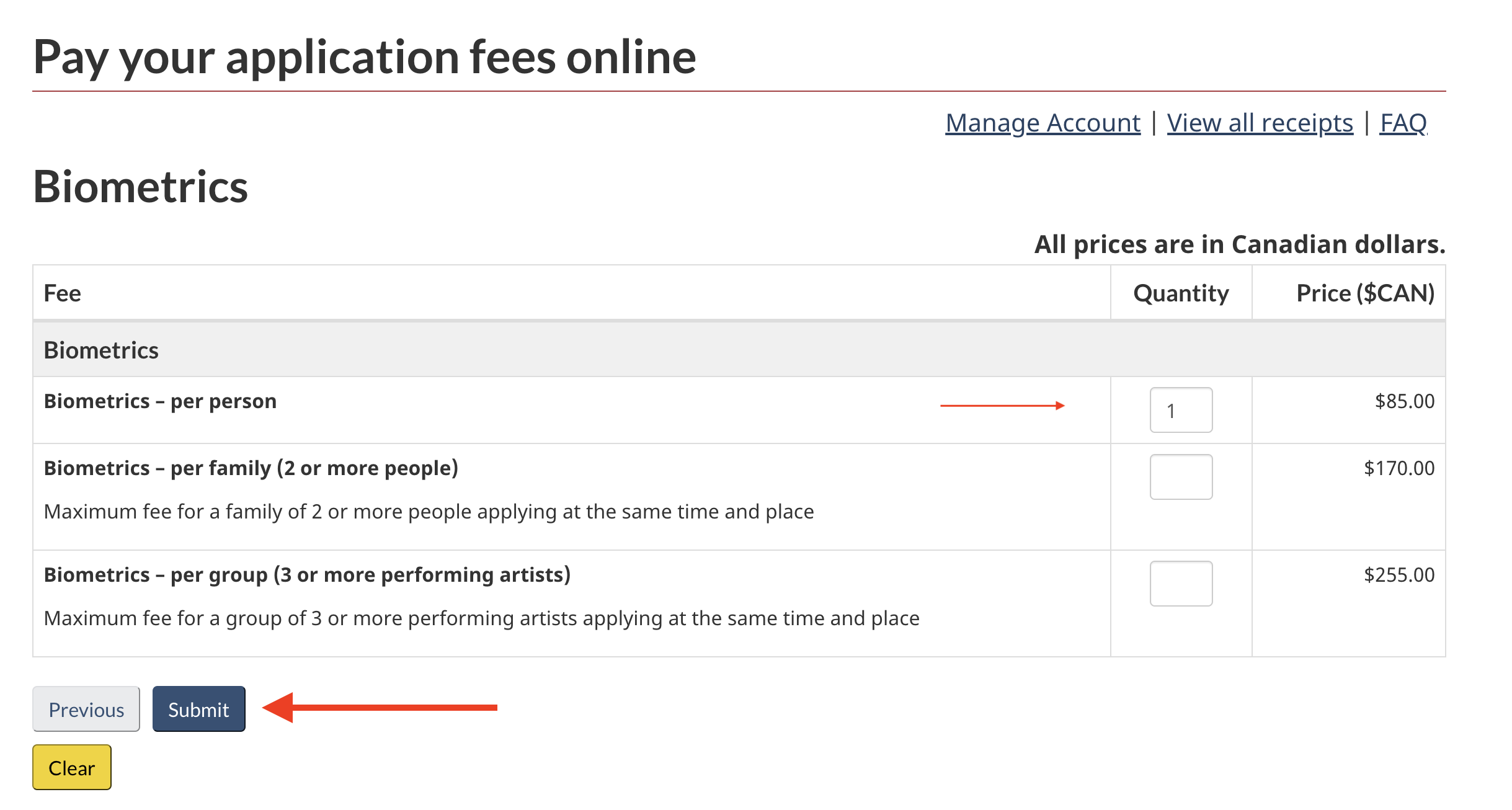 How to Pay for Biometrics from within Canada (IEC) Stepwest